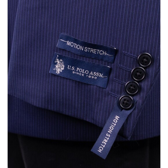 NWT US Polo ASSN Stretch Blue Navy Striped Blazer Sport Coat Jacket 50R Suits - Picture 9 of 15